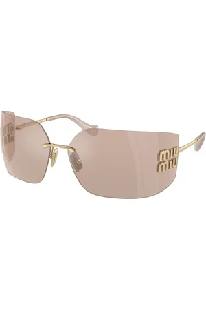 Miu Miu Femme MU 54YS ZVN20F Lunettes de soleil Métal Rose Géométrique Normale Miroir