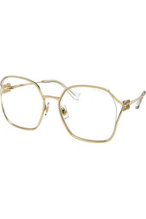 Miu Miu Femme MU 52WS 5AK08N Lunettes de soleil Métal Transparent Géométrique Anti-lumière bleue