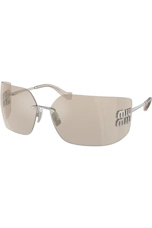 Miu Miu Femme MU 54YS 1BC10F Lunettes de soleil Métal Marron Géométrique Normale Miroir