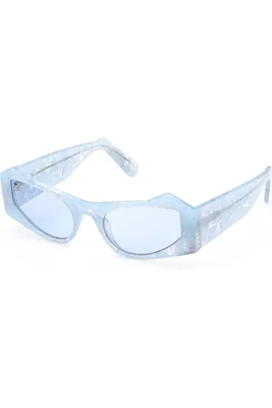 GCDS Unisex GD0022 86V Lunettes de soleil Acétate Bleu Cat Eye Normale