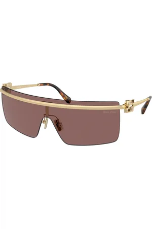 Miu Miu Femme MU 50ZS ZVN70D Lunettes de soleil Métal Marron Géométrique Normale