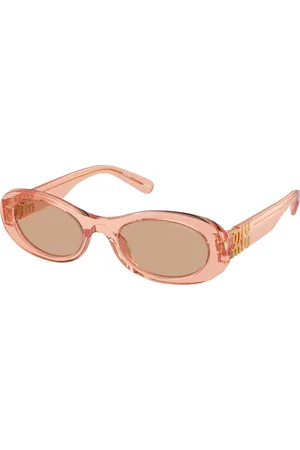 Miu Miu Femme MU 06ZS 13T1P1 Lunettes de soleil Acétate Marron Ronde Normale