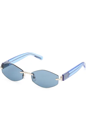 GCDS Unisex GD0040 32V Lunettes de soleil Métal Bleu Géométrique Normale