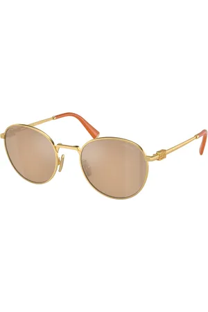 Miu Miu Femme MU 55ZS 5AK40D Lunettes de soleil Métal Marron Ronde Normale Miroir