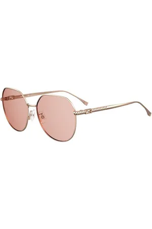 Fendi Femme FF 0451/F/S DDB/2S Lunettes de soleil outlet Métal Rose Ronde Miroir Flash