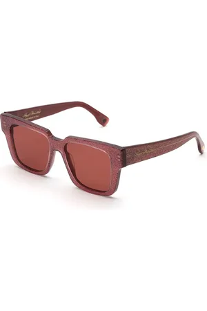 Agent Provocateur Femme HJG Debie Dark Pink Glitter Lunettes de soleil de sortie Acétate Marron Carré Normale
