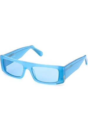 GCDS Unisex GD0009 84V Lunettes de soleil Acétate Bleu Carré Normale