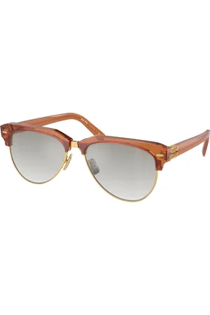 Miu Miu Femme MU 09ZS 15T8K1 Lunettes de soleil Acétate Argent Pilote Normale Ombré