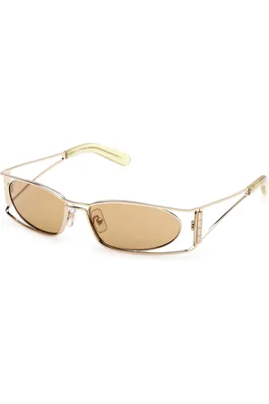 GCDS Unisex GD0060 32J Lunettes de soleil Métal Marron Géométrique Normale