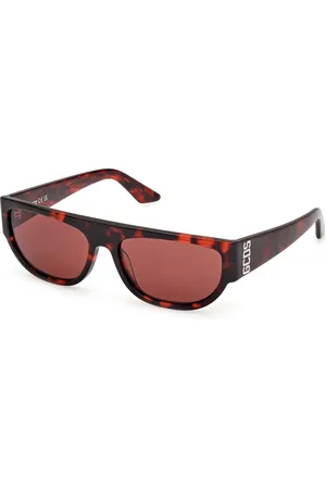 GCDS Unisex GD0062 54S Lunettes de soleil Acétate Bordeaux Géométrique Normale