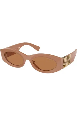 Miu Miu Femme MU 11WS 14H2Z1 Lunettes de soleil Acétate Marron Ronde Normale