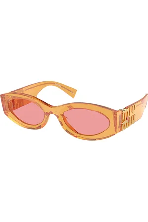 Miu Miu Femme MU 11WS 12T1D0 Lunettes de soleil Acétate Rose Ronde Normale