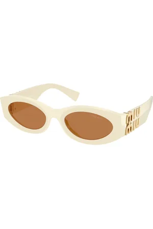 Miu Miu Femme MU 11WS 21D90Q Lunettes de soleil Acétate Marron Ronde Normale