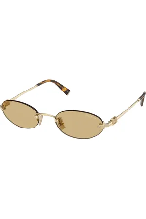 Miu Miu Femme MU A54S ZVN10R Lunettes de soleil Métal Jaune Ronde Normale