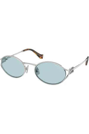 Miu Miu Femme MU 52YS 1BC20R Lunettes de soleil Métal Bleu Ronde Normale