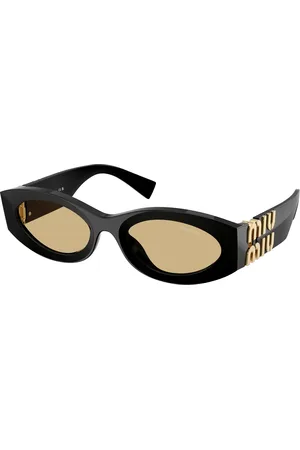 Miu Miu Femme MU 11WS 16K10R Lunettes de soleil Acétate Jaune Ronde Normale