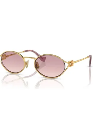 Miu Miu Femme MU 52YS 5AK06S Lunettes de soleil Métal Marron Ronde Normale Ombré