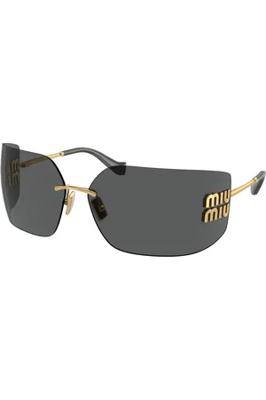 Miu Miu Femme MU 54YS 5AK5S0 Lunettes de soleil Métal Gris Géométrique Normale