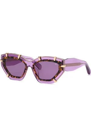 Philipp Plein Femme SPP099V PLEIN SUPREME STAR 06PF Lunettes de soleil Acétate Violet Papillon Normale