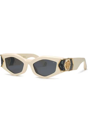Philipp Plein Femme SPP136M PLEIN HERA 06K6 Lunettes de soleil Acétate Fumée Géométrique Normale