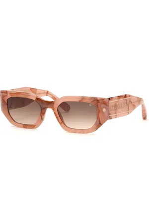 Philipp Plein Femme SPP066M PLEIN BLINK BLAZE 06Z8 Lunettes de soleil Acétate Marron Géométrique Normale Ombré