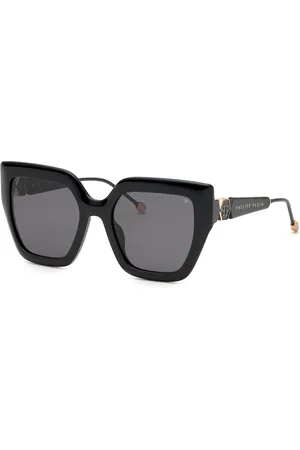 Philipp Plein Femme SPP064S PLEIN QUEEN 700 Lunettes de soleil Acétate Fumée Géométrique Normale