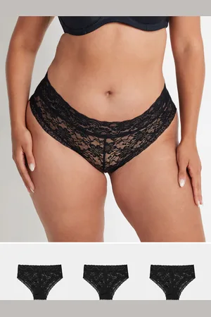 Yours Lot De 3 Culottes Brésiliennes Noires Dentelles