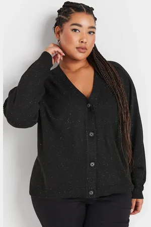 Yours Cardigan Noir Tâcheté Design Boutonné, Women