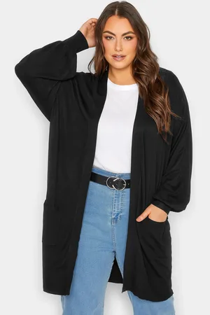 Yours Cardigan En Maille Noir Manches En Ballons , Women