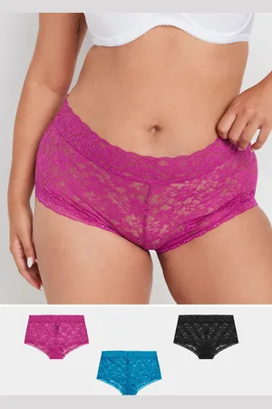 Yours Lot De 3 Shorty Dentelle Rose Bleu & Noir