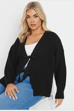 Yours Cardigan À Noeuds Noir En Maille , Women