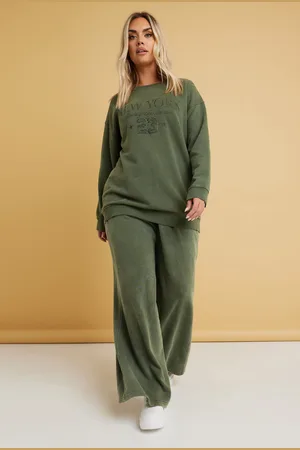 Yours Jogging Wide Leg Vert Kaki , Women