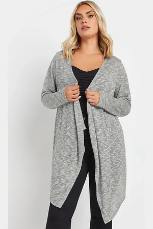 Yours Cardigan Gris Métallique Coupe Cascade , Women