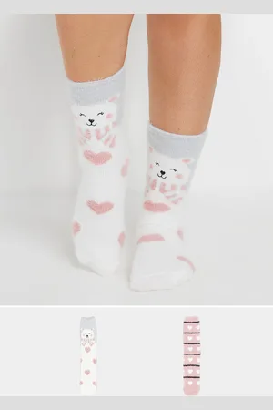 Yours Lot De 2 Paires De Chaussettes Ours Polaire Rose & Gris