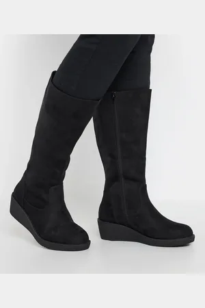 Yours Faux Suede Wedge Boots In Extra Wide eee Fit