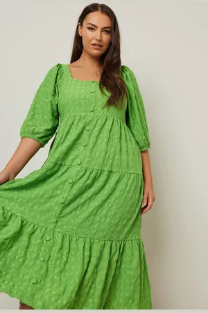 Yours Robe Midaxi Verte Pomme Broderie Anglaise , Women