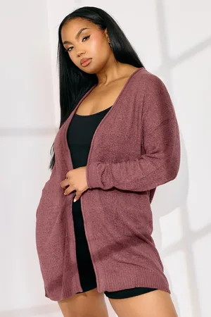 Yours Cardigan Midi Rose Manches Longues , Women