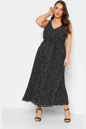 Yours Robe Noire À Pois Maxi Plissée, Women