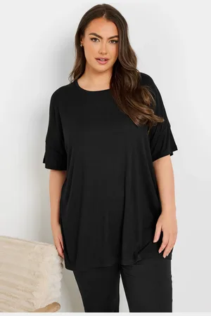 Yours Haut De Pyjama Noir Toucher Doux Nervuré Coupe Volantée