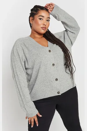 Yours Cardigan Gris Tâcheté Design Boutonné , Women