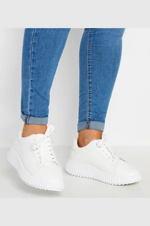 Yours Tennis Blanches Plateformes Nervurées Pieds Extra Larges eee