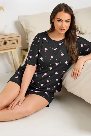 Yours Ensemble De Pyjama Short Noir Sucettes Coeur Roses