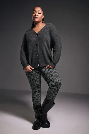 Yours Cardigan En Maille Gris Charbonneux Boutonné , Women