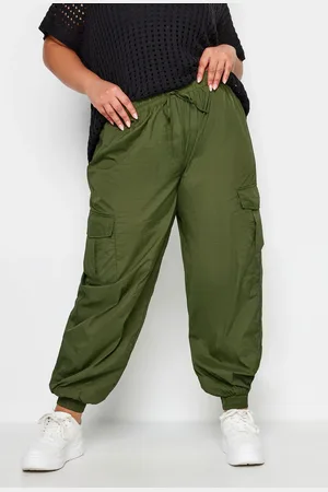 Yours Pantalon Vert Kaki Cargo Parachûte , Women