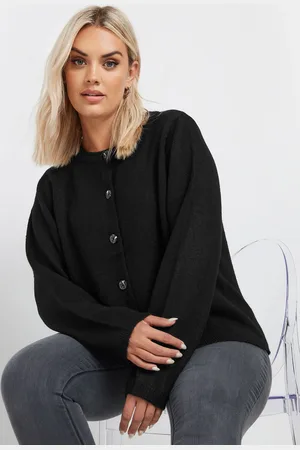 Yours Cardigan Noir Design Boutonné Manches Longues , Women