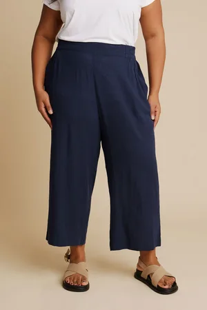 Yours Pantacourt Bleu Marine Coupe Wide Leg , Women