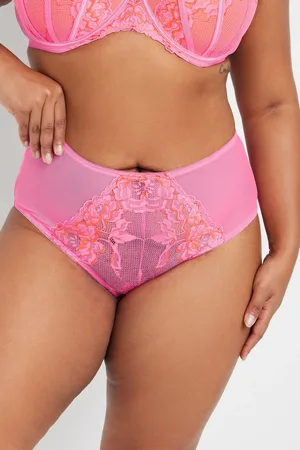 Yours Culotte Rose Brodée Floral Dentelle En Filet