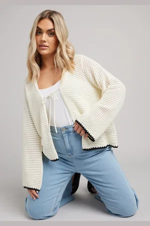 Yours Cardigan Crème Design Crochet À Ficelle , Women