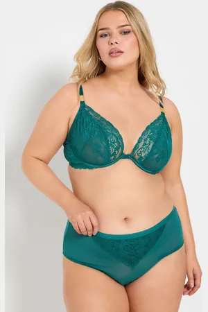 Yours Culotte Verte Sarcelle Empiècement Dentelle Floral