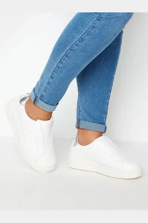 Yours Tennis Blanches Plateformes Matelassées Pieds Extra Larges eee